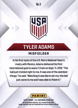 2018 Panini Instant US Soccer National Team Collection #3 Tyler Adams Back
