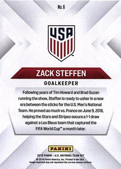 2018 Panini Instant US Soccer National Team Collection #6 Zack Steffen Back