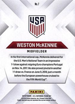 2018 Panini Instant US Soccer National Team Collection #7 Weston McKennie Back