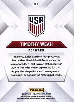 2018 Panini Instant US Soccer National Team Collection #9 Timothy Weah Back