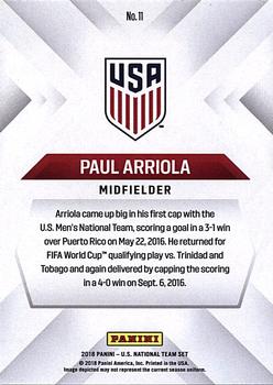 2018 Panini Instant US Soccer National Team Collection #11 Paul Arriola Back