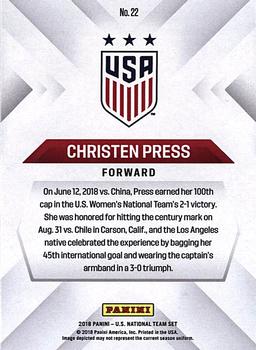 2018 Panini Instant US Soccer National Team Collection #22 Christen Press Back