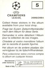 2000-01 Panini UEFA Champions League Stickers #5 Ivan Campo Back
