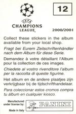 2000-01 Panini UEFA Champions League Stickers #12 Flavio Conceicao Back