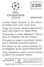 2000-01 Panini UEFA Champions League Stickers #238 Pierre Ducrocq Back
