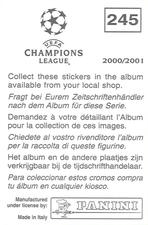 2000-01 Panini UEFA Champions League Stickers #245 Bernard Mendy Back