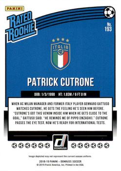 2018-19 Donruss #193 Patrick Cutrone Back