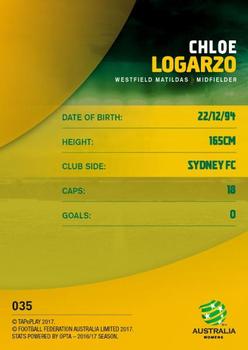 2017-18 Tap 'N' Play Football Australia #035 Chloe Logarzo Back