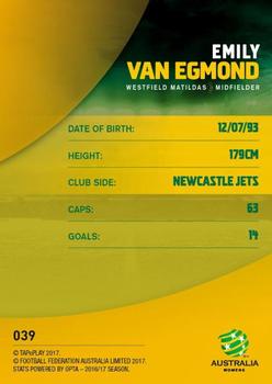 2017-18 Tap 'N' Play Football Australia #039 Emily van Egmond Back