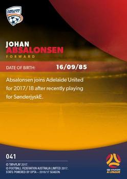 2017-18 Tap 'N' Play Football Australia #041 Johan Absalonsen Back