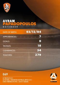 2017-18 Tap 'N' Play Football Australia #069 Avram Papadopoulos Back