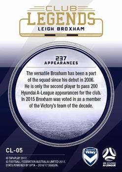 2017-18 Tap 'N' Play Football Australia - Club Legends #CL-05 Leigh Broxham Back