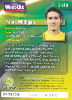 2007 Weet-Bix Socceroos #8 Mark Milligan Back