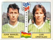 1994 Panini World Cup (International, Black Backs) #228 Juan Manuel Pena / Luis Cristaldo Front