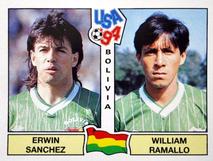 1994 Panini World Cup (International, Black Backs) #232 Erwin Sanchez / William Ramallo Front