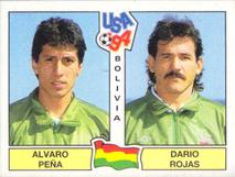 1994 Panini World Cup (International, Black Backs) #233 Alvaro Pena / Dario Rojas Front