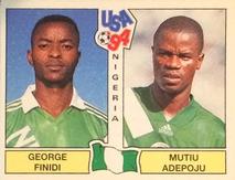 1994 Panini World Cup (International, Black Backs) #240 Finidi George / Mutiu Adepoju Front