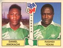 1994 Panini World Cup (International, Black Backs) #242 Daniel Amokachi / Rashidi Yekini Front