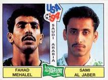 1994 Panini World Cup (International, Black Backs) #442 Fahad Al-Mehallel / Sami Al-Jaber Front