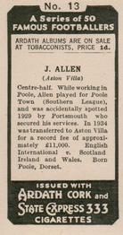 1934 Ardath Famous Footballers #13 James Allen Back