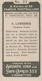 1934 Ardath Famous Footballers #20 Syd Lawrence Back
