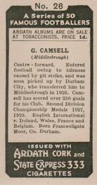 1934 Ardath Famous Footballers #26 George Camsell Back
