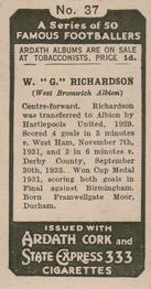 1934 Ardath Famous Footballers #37 William Richardson Back