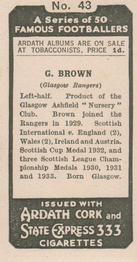 1934 Ardath Famous Footballers #43 George Brown Back