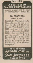 1934 Ardath Famous Footballers #45 Willis Edwards Back