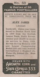 1934 Ardath Famous Footballers #50 Alex James Back