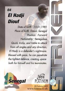 2003 Futera Platinum World Football #4 El-Hadji Diouf Back