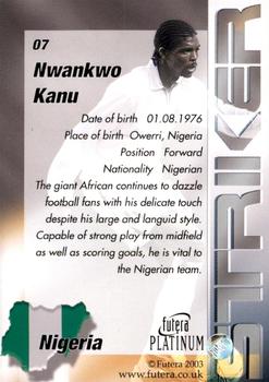 2003 Futera Platinum World Football #7 Nwankwo Kanu Back