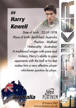 2003 Futera Platinum World Football #9 Harry Kewell Back