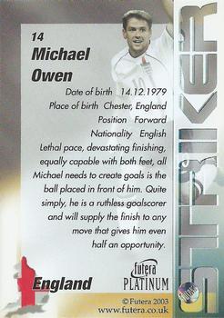 2003 Futera Platinum World Football #14 Michael Owen Back