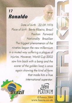 2003 Futera Platinum World Football #17 Ronaldo Back