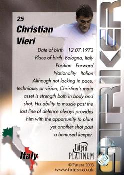 2003 Futera Platinum World Football #25 Christian Vieri Back
