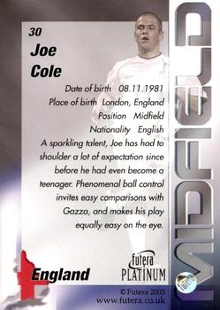 2003 Futera Platinum World Football #30 Joe Cole Back