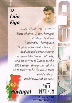 2003 Futera Platinum World Football #32 Luis Figo Back