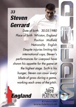 2003 Futera Platinum World Football #33 Steven Gerrard Back