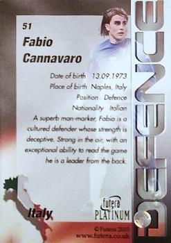 2003 Futera Platinum World Football #51 Fabio Cannavaro Back