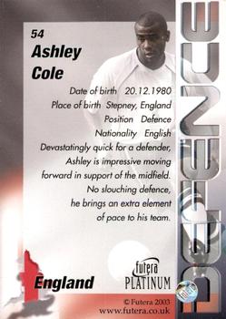 2003 Futera Platinum World Football #54 Ashley Cole Back