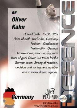 2003 Futera Platinum World Football #56 Oliver Kahn Back