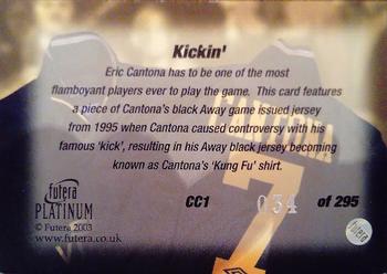 2003 Futera Platinum World Football #CC1 Eric Cantona Back