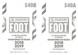 2018-19 Panini FOOT #540 Écussons - FC Lorient / FC Metz Back