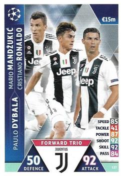 2019 Topps Match Attax UEFA Champions League Road To Madrid 19 #127 Paulo Dybala / Cristiano Ronaldo / Mario Mandžukić Front