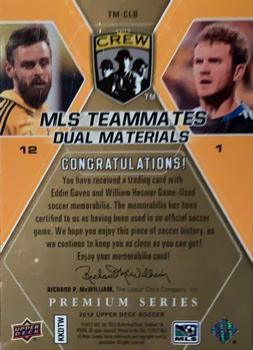 2012 Upper Deck MLS - MLS Teammates Dual Materials Premium Series #TM-CLB Will Hesmer / Eddie Gaven Back