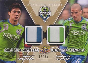 2012 Upper Deck MLS - MLS Teammates Dual Materials Premium Series #TM-SEA Osvaldo Alonso / Fredy Montero Front