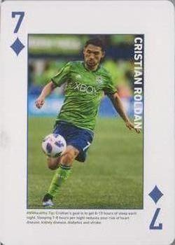 2018 CHI Franciscan Seattle Sounders FC Playing Cards #7♦ Cristian Roldan Front