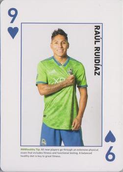 2018 CHI Franciscan Seattle Sounders FC Playing Cards #9♥ Raul Ruidiaz Front