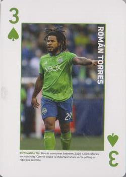 2018 CHI Franciscan Seattle Sounders FC Playing Cards #3♠ Roman Torres Front